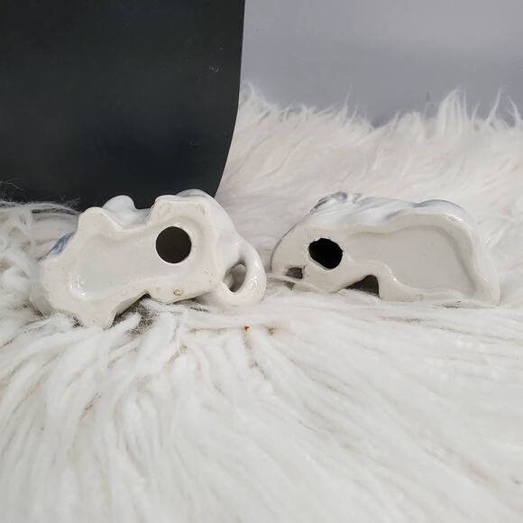 Vintage Ceramic Cat Figurines Blue White Set of 2 - Picture 5 of 9